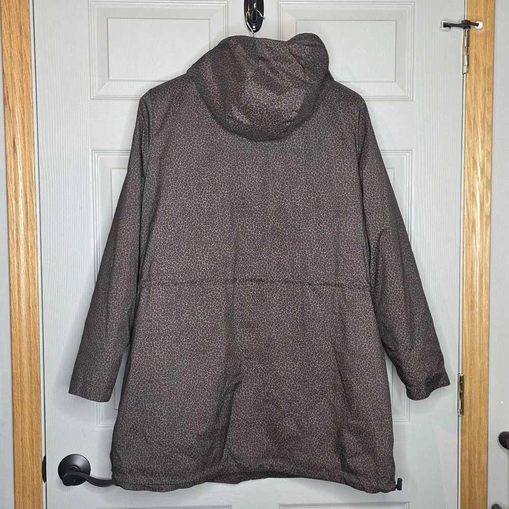 Michael Kors Soft Shell Hooded‎ Coat Anorak Plus 1X Chocolate Animal Lepord
